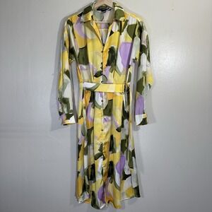 French Connection Women's S Multicolor Satin Abstract Summer Dress